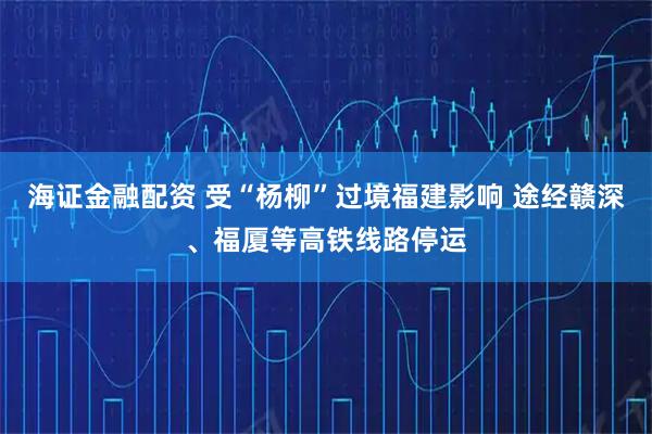 海证金融配资 受“杨柳”过境福建影响 途经赣深、福厦等高铁线路停运